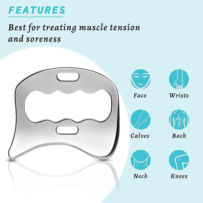 Stainless Steel Gua Sha Muscle Scraper Tool, Myofascial Scraping Tools for Physical Therapy, Lymphatic Drainage Massager, Soft Tissue Massage Tool