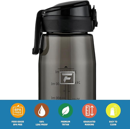 Fanhaw 32 oz Tritan Water Bottle with Chug Lid - Clear, BPA-Free, Lightweight, Wide Mouth, Leak-Proof, Perfect for Gym, Travel, School, Office, and Sports (Black)