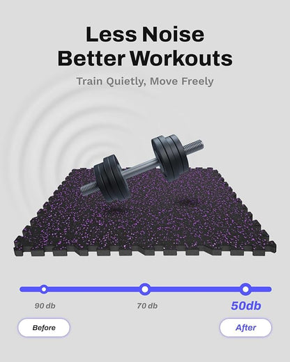 AIRHOP 0.56in Thick 96 Sq Ft Exercise Equipment Mats, 24 Tiles Upgraded Rubber Top with High Density EVA Foam, Large Interlocking Puzzle Gym Flooring for Home Gym, Heavy Weight Workout, 24 x 24in