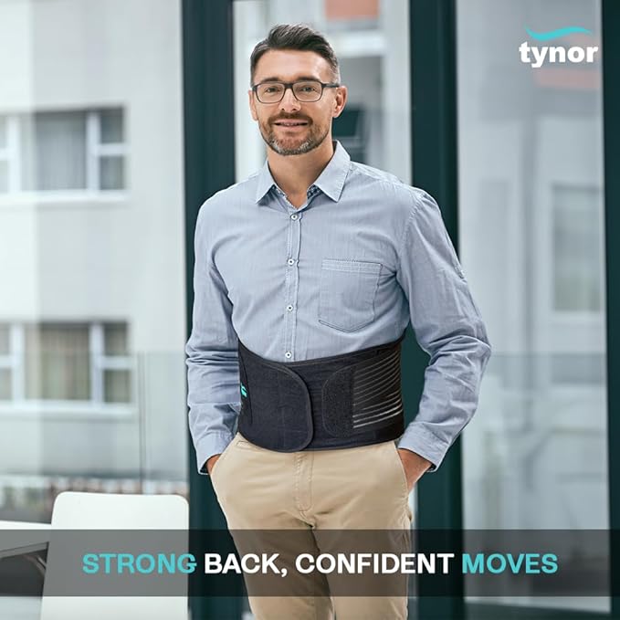 TYNOR Back Brace for Lower Back Pain with Lumbar Pad for Men & Women, Breathable Lumbar Support Brace with Adjustable Straps for Herniated Disc, Scoliosis & Lifting (XXL, Premium Black)