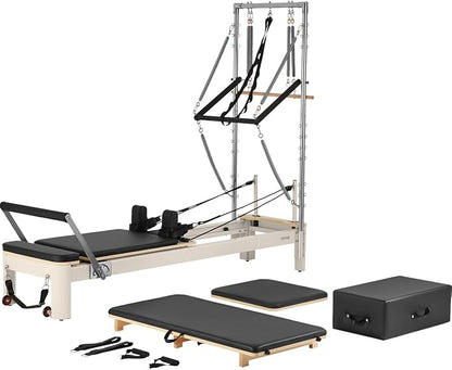 VEVOR Pilates Reformer Accessories for Home Gym, Include Reformer Box/Chair/Spine Corrector/Wall Mounted Machine/Jump Board/Foldable & Dual Resistance Springs