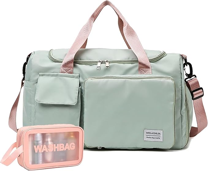 Travel Bag, Large Capacity Folding Travel Bag, Sports Gym Bag with Wet Pocket & Shoes Compartment, Foldable Travel Duffel Bag, Weekender Overnight Bag for Women and Man