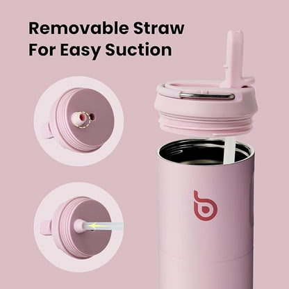 BOTTLE BOTTLE Insulated Water Bottle 24oz with Straw Lid and Handle for Sports Travel Gym Stainless Steel Water Bottles Double-Wall Vacuum Metal Leak Proof BPA-Free