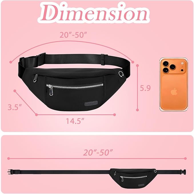 MAXTOP Large Crossbody Fanny Pack with 4-Zipper Pockets,Gifts for Enjoy Sports Festival Workout Traveling Running Casual Hands-Free Wallets Waist Pack Phone Bag Carrying All Phones