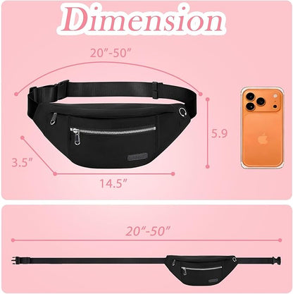 MAXTOP Large Crossbody Fanny Pack with 4-Zipper Pockets,Gifts for Enjoy Sports Festival Workout Traveling Running Casual Hands-Free Wallets Waist Pack Phone Bag Carrying All Phones