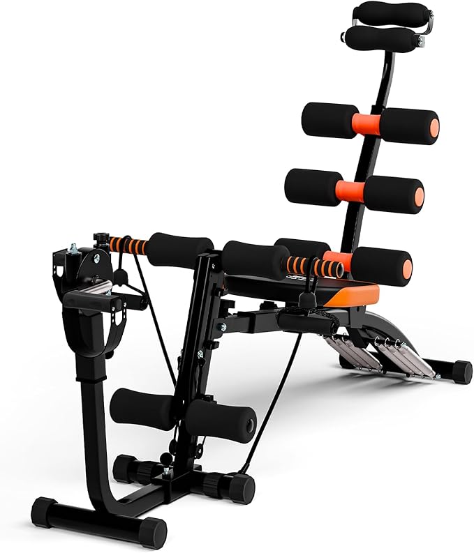 Ab Workout Bench for Home Gym,Ab Adjustable Workout Crunch Machine,Multi-FunctionalAb Exercise Equipment for Total Body Workout,Sit Up Exercise Chair for Full Body Workout Black