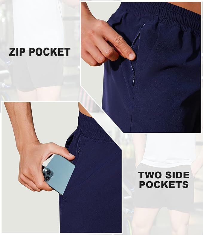 PINSPARK Men's Workout Shorts 5" Lightweight Running Shorts Quick Dry Athletic Gym Shorts with Zip Pocket Towel Loop