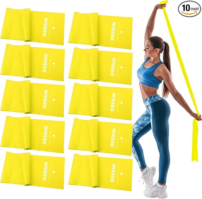 DEEKIN 10 Pcs Resistance Bands Professional Exercise Elastic Bands Latex-Free Yoga Starter Set for Pilates, Physical Therapy, Strength Training, Yoga, Working Out for Women Home Gym