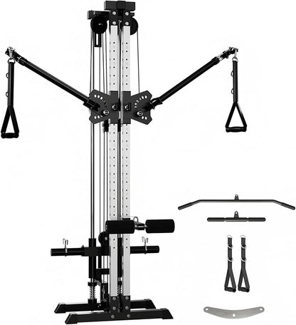GMWD Cable Machine Home Gym, Wall Mount Functional Trainer with Dual Swivel Arms and 22 Adjustable Positions, All-in-One Cable Crossover Machine for Home