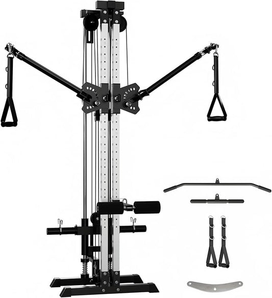 GMWD Cable Machine Home Gym, Wall Mount Functional Trainer with Dual Swivel Arms and 22 Adjustable Positions, All-in-One Cable Crossover Machine for Home