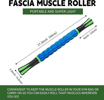 Massage Roller Stick,Muscle Roller Stick for Athletes,Liposuction Massage Roller for Lymphatic Drainage, for Relief Muscle Soreness,Trigger Points,Help Runner Legs,Back Recovery(Green & Blue)