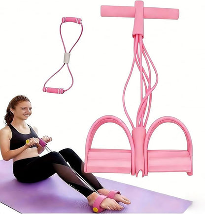 21Fitness Resistance Bands-6 Tube Pedal Ankle Puller with 8 Shape Resistance Band,Multifunction Tension Rope, for Strength Training, Tummy, Waist, Arm, Leg Slimming, Home Gym Exercise Equipment