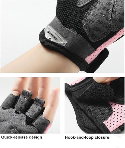 INOGIH Lightweight and Breathable Fingerless-Gym-Gloves for Women - Exercise-Crossfit-Training Gloves for Workout