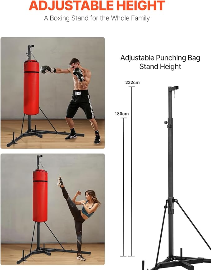 VEVOR 2 in 1 Punching Bag Stand, Steel Heavy Duty Workout Equipment,Freestanding Sandbag Rack,for Home Gym Fitness