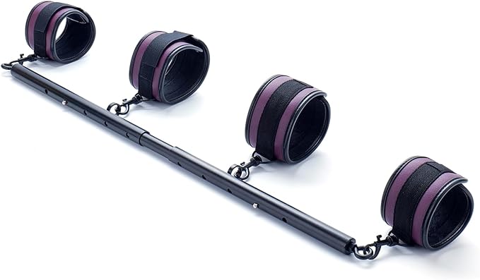Spreader Bar Heavy Duty Stainless Steel Expandable Bar Home Gym with 4pcs Furry Crocodile Red Adjustable Strap,Sports Aid Training Pilates Aid Kit,Indoor Yoga Set