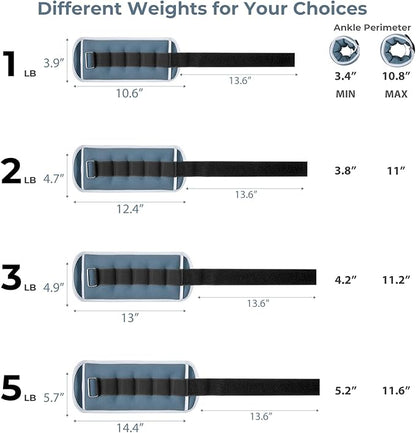 Sportneer Ankle Weights Wrist Weights Pair of 1/2/4/6/10 LBS for Men Women Kids Strength Training Wrist and Ankle Weights Set with Reflective Strips for Dancing Running Walking Fitness Workout Gym