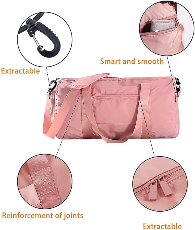 Sports Gym Luggage Travel Bag for Men and Women, Sports Gym Bag, Exercise Duffel Bag, Large Capacity and Light to Carry, Waterproof and Dirt-resistant Foldable Travel Bag ,Gear Pink