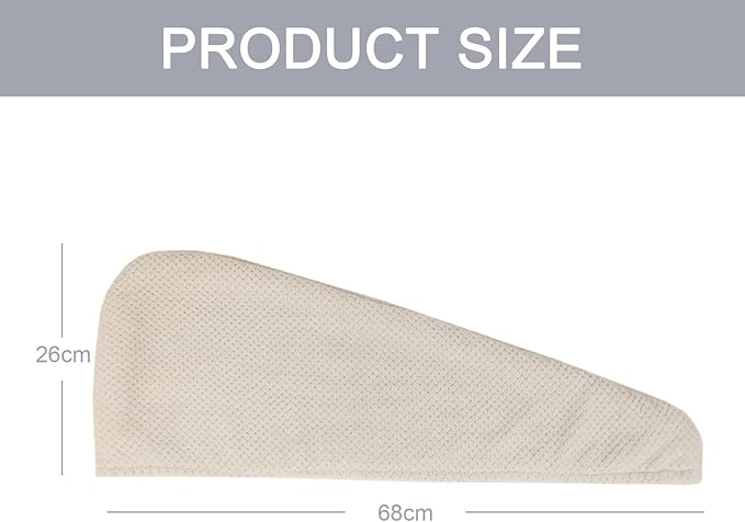 2 Pack Large Microfiber Hair Towel Wrap, Quick Dry Hair Towels for Women Long, Curly, Thick Hair, Super Absorbent Hair Turban for Wet Hair, Khaki