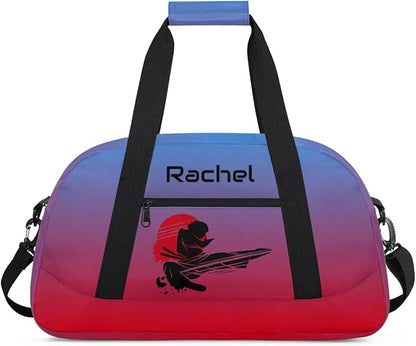 Personalized Martial Art Bag Duffel Bag for Boys Girls, Custom Taekwondo Karate Bag for Travel Weekender Practice Gradient Red