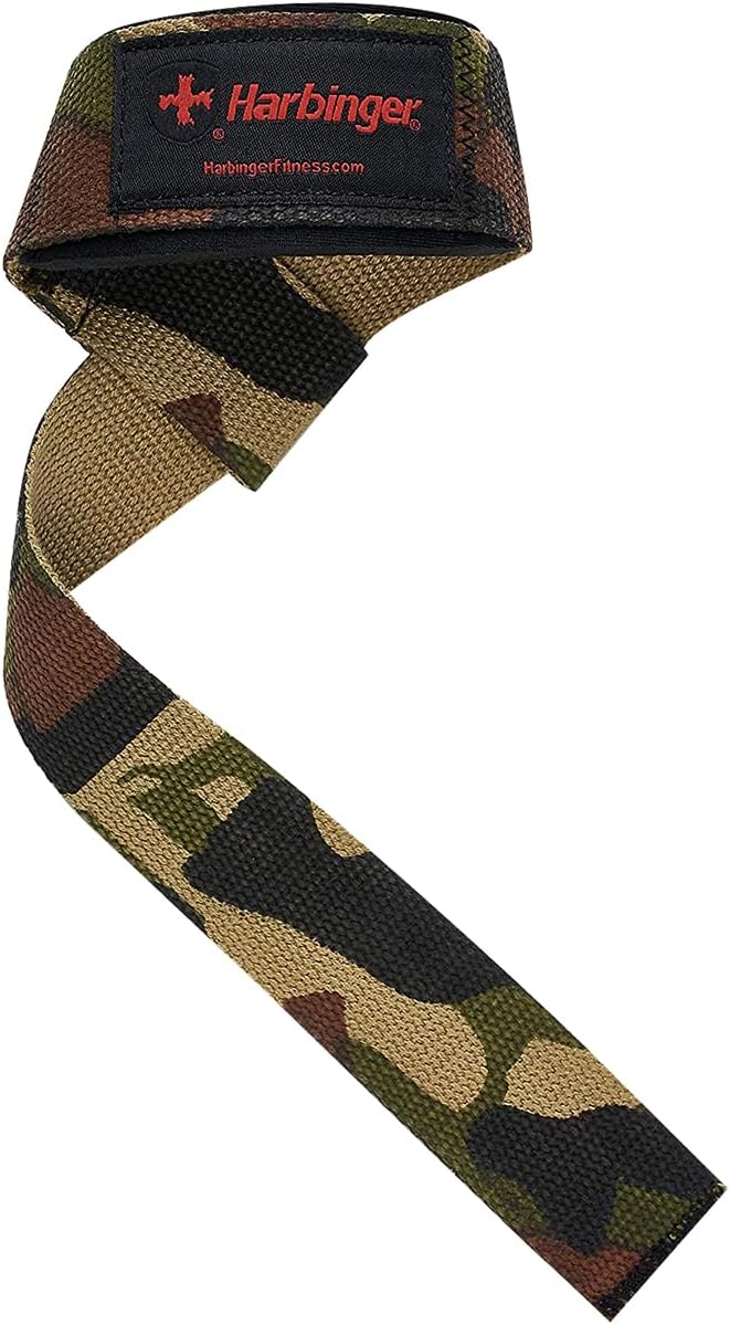 Harbinger Padded Cotton Lift Straps - Soft, Supportive Neotek Wrist Pads - 21.5" Length, 1.5" Width - Reinforced Edges & Heavy-duty Stitching - Cushions Wrists for Lifting Support