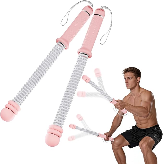 Adjustable Ropeless Battle Ropes, Heavy Duty Cordless Battle Rope, Non-Slip Spiral Handles, Variable Resistance Exercise Ropes, Low Impact Strength HIIT Cardio Fitness Equipment for Home Gym Men Women