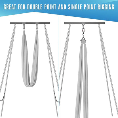 Houseables Aerial Silks, Yoga Swing, Aerial Yoga Hammock, Ariel Silk, Gymnastics Swing, Acrobatics Equipment, For Home, Indoor, Outdoor, Arial Setup, Rig, Sling, Portable