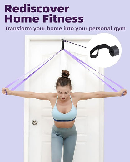 Resistance Bands Set - Pull Up Bands for Men Women, Exercise Bands Resistance with Door Anchor, Training Poster & Pouch for Body Stretching, Pull Up Assist
