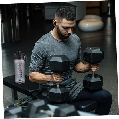 STOBAZA Portable Fitness Water Bottle 800Ml Black Plastic Leakproof Sports Water Kettle for Gym Outdoor Activities