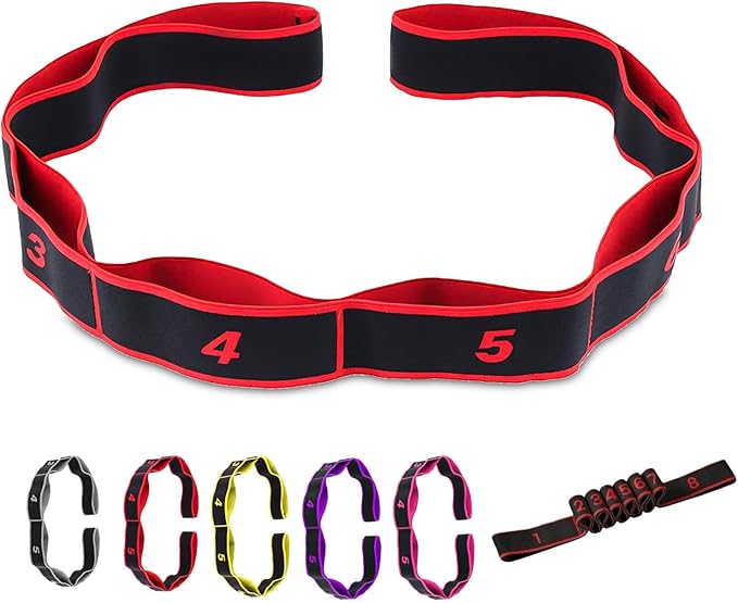 Fitness Resistance Band for Stretching and Yoga, Number Hamstring Stretch Strap with 8 Adjustable Segments for Beginners and Advanced Users