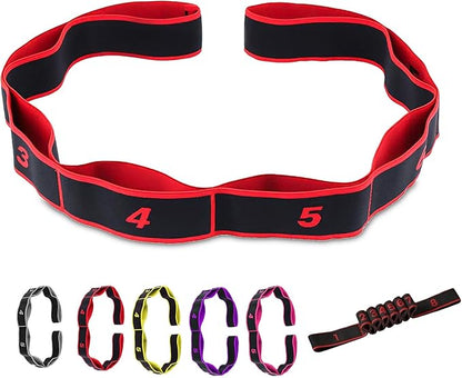 Fitness Resistance Band for Stretching and Yoga, Number Hamstring Stretch Strap with 8 Adjustable Segments for Beginners and Advanced Users