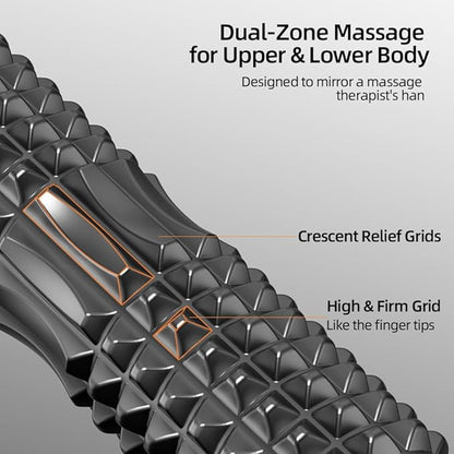 RUNWE Foam Roller with Stand - Bracket Foam Roller for Back Pain, 21 inch Trigger Point Deep Tissue Massage Roller, Medium Density Grid Bracket Foam Rollers, Leg Roller for Muscles Deep Tissue