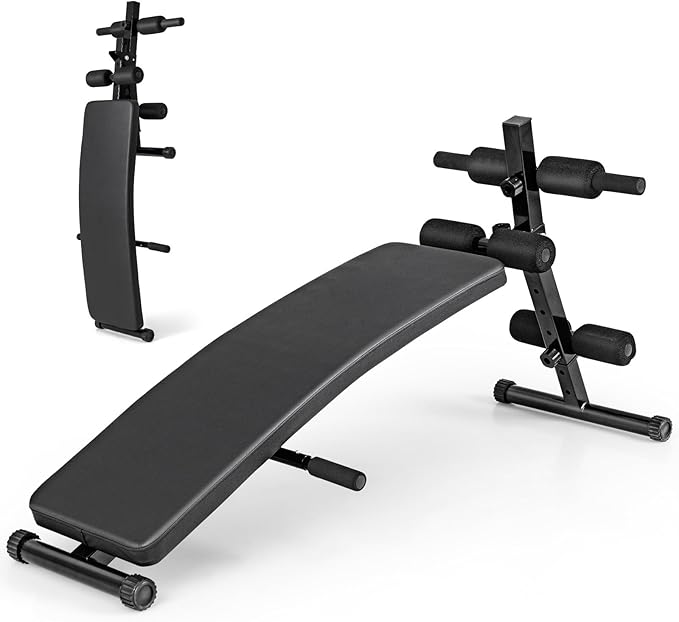 Sit Up Bench, Folding Exercise Bench Ab Workout Equipment, Adjustable Decline Workout Bench for Home Gym