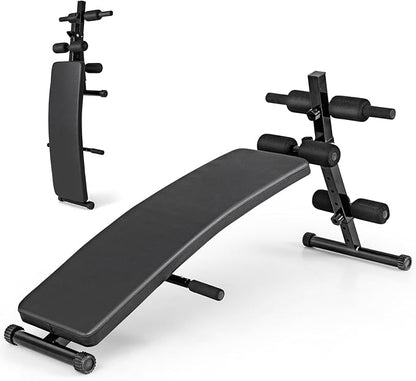 Sit Up Bench, Folding Exercise Bench Ab Workout Equipment, Adjustable Decline Workout Bench for Home Gym