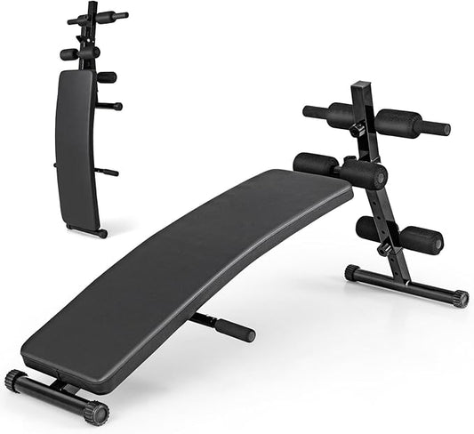 Sit Up Bench, Folding Exercise Bench Ab Workout Equipment, Adjustable Decline Workout Bench for Home Gym
