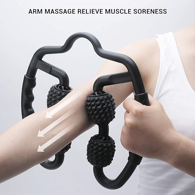 4 Wheels Foam Roller Muscle Massager for Leg Neck Hand Arm,Trigger Point Muscle Relax Massager Indoor Sports Yoga Bodybuilding Equipment (Purple)
