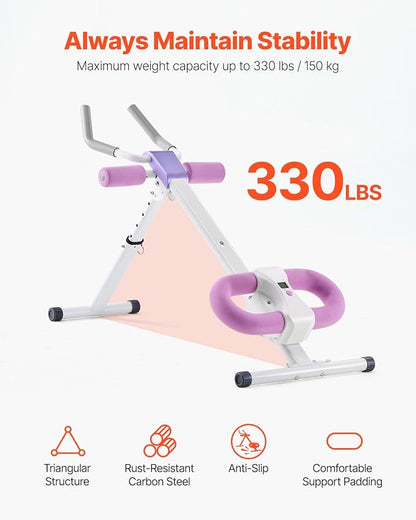 VEVOR AB Workout Machine, Ab Workout Equipment at Home Gym, Core & Abdominal Trainers for Women, 440 lbs Weight Capacity Strength Training Ab Cruncher, Foldable Adjustable Fitness Exerciser