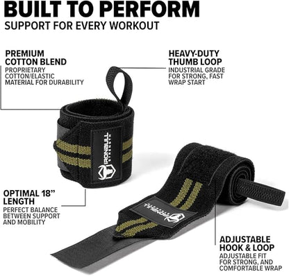 Wrist Wraps for Weightlifting (USPA & IPL Approved) - 18” Premium Quality Wrist Straps for Weightlifting - Weight Lifting Wrist Wraps with Thumb Loop - Best Gym Wrist Wraps for Lifting Weights, Curls & Dips - Lifting Wrist Wraps for Bench, Powerlifting...