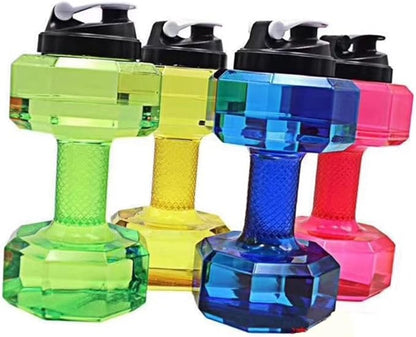 Dumbbell Shape Water Bottle 11.02In Large Capacity Petg Fitness Water Cup Portable Sports Kettle for Gym Work School Arm Exercise