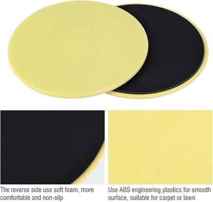 Fitness Disc Slides, 2pcs Discs Slider Fitness Disc Exercise Sliding Plate Sliding Discs Fitness Core Slider Workout for Gym, Home, Yoga, Pilates (yellow)