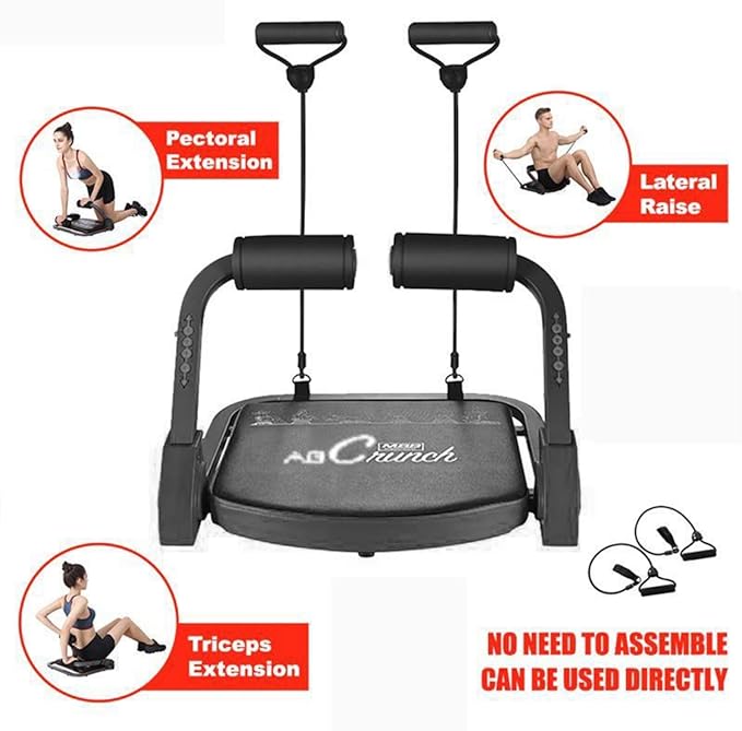 Ab Machine Ab Workout Equipment Sit Up Machine & Exercise Equipment Ab Crunch Machine for Stomach Workout Ab Core Trainer Abdominal Machine for Home Gym with Resistance Bands