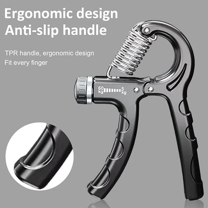 Grip Strength Trainer,Adjustable Resistance 5-60kg Hand Grip Strengthener,Hand Exerciser for Muscle Building