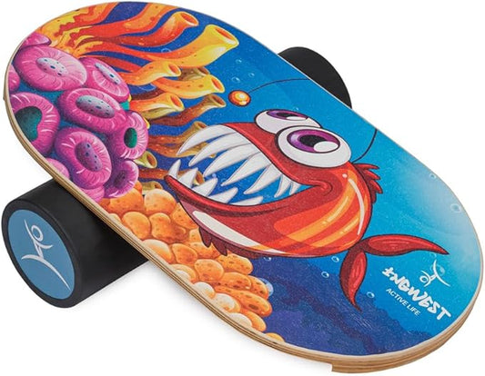 Kids Balance Board with Roller – Wooden Trainer for Children – Fun Indoor Core Strength Game – Improves Balance & Coordination – Multiple Designs