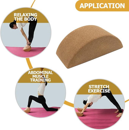 Alipis Yoga Balance Block Half Moon Cork Non-slip Balanced Training Tool for Core Muscle Exercise Yoga Equipment Pilates Fitness Supplies
