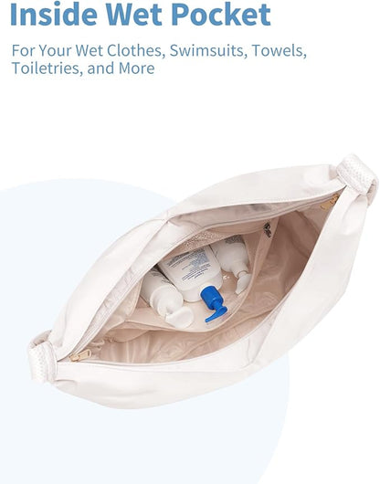 Ceneda Large Gym Bag for Women with Hidden Yoga Mat Holder & Shoe Compartment & Wet Pocket, Sports Duffle Bag for Travel