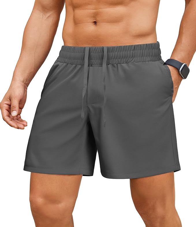 PINSPARK Men's Workout Shorts 5" Lightweight Running Shorts Quick Dry Athletic Gym Shorts with Zip Pocket Towel Loop