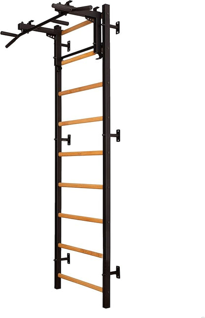 Wooden Swedish Ladder Wall Stall Bar - Indoor Chin Up Bar Workout Equipment for Home Exercise, Physical Therapy, Gymnastics, Fitness