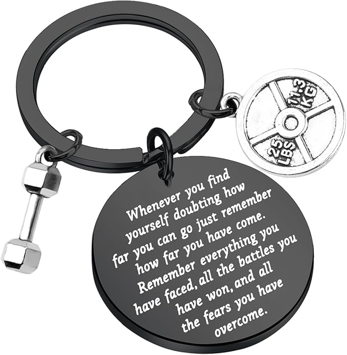 Lywjyb Birdgot Fitness Keychain Weightlifting Sports Keychain Inspirational Dumbbell Workout Keychain
