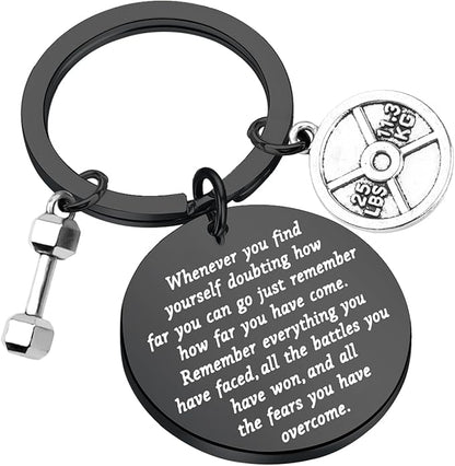 Lywjyb Birdgot Fitness Keychain Weightlifting Sports Keychain Inspirational Dumbbell Workout Keychain