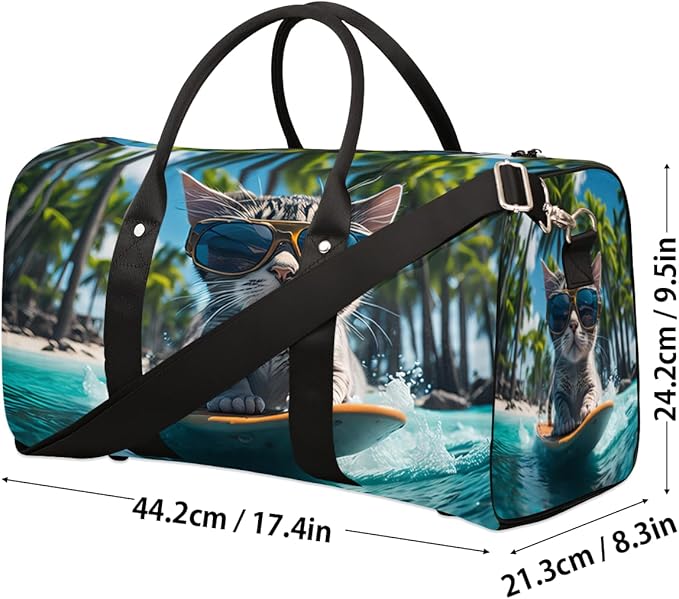 Travel Duffel Bag Fashion Cat Animals Sport Tote Gym Bag Waterproof Foldable Carryon Weekend Overnight Training Handbag Sports Duffle Bags for Women Men Boys Girls