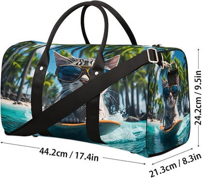 Travel Duffel Bag Fashion Cat Animals Sport Tote Gym Bag Waterproof Foldable Carryon Weekend Overnight Training Handbag Sports Duffle Bags for Women Men Boys Girls